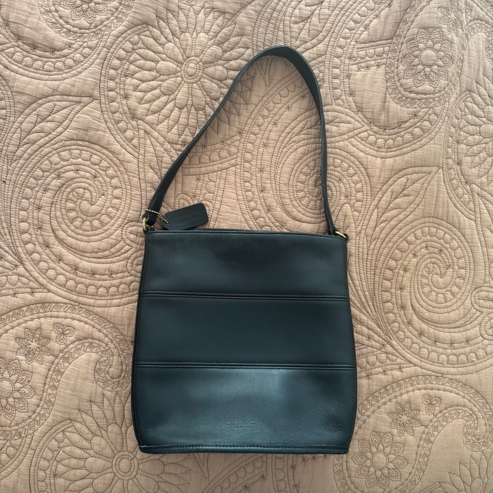 Vintage Coach Tribeca Black Leather Bucket Bag #9083